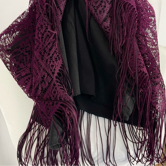 Vintage DBYLtd 20’s Short Sleeve Flapper Gatsby Mini Fringe Dress M Purple Black - Picture 12 of 12